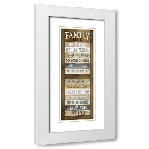 Family Rules Shutter White Modern Wood Framed Art Print with Double Matting by Rae, Marla