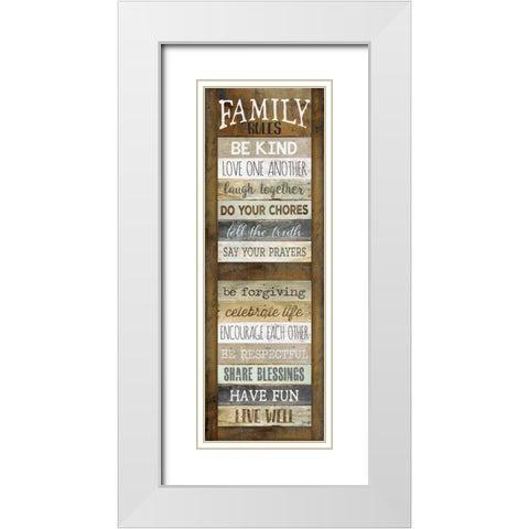 Family Rules Shutter White Modern Wood Framed Art Print with Double Matting by Rae, Marla