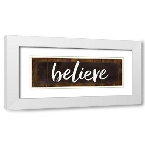 Believe White Modern Wood Framed Art Print with Double Matting by Rae, Marla