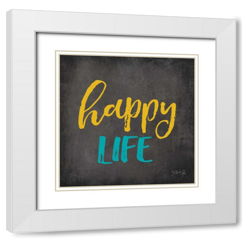 Happy Place White Modern Wood Framed Art Print with Double Matting by Rae, Marla