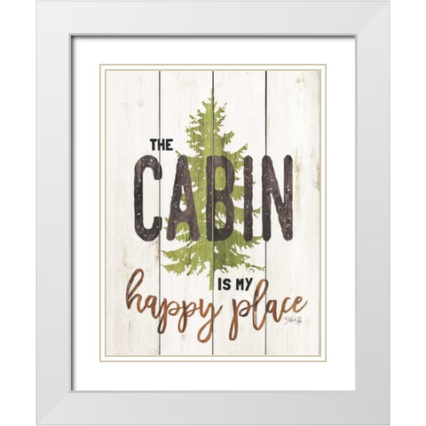 The Cabin is My Happy Place White Modern Wood Framed Art Print with Double Matting by Rae, Marla