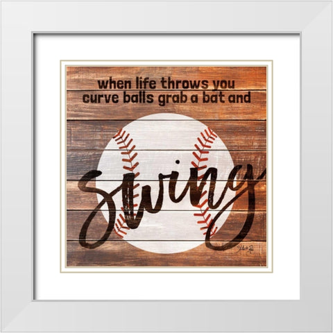 Grab a Bat and Swing White Modern Wood Framed Art Print with Double Matting by Rae, Marla