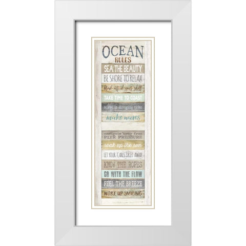 Ocean Rules White Modern Wood Framed Art Print with Double Matting by Rae, Marla