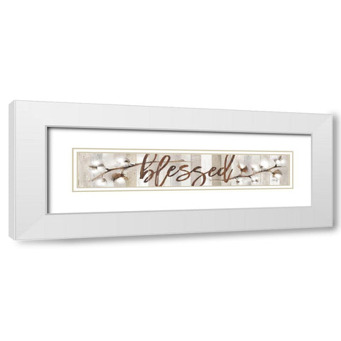 Cotton Stems - Blessed White Modern Wood Framed Art Print with Double Matting by Rae, Marla