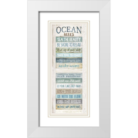 Ocean Rules White Modern Wood Framed Art Print with Double Matting by Rae, Marla