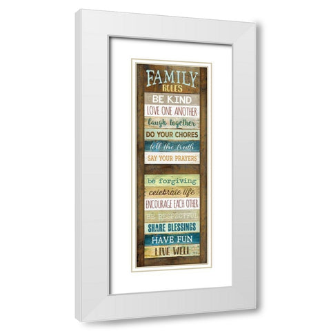 Family Rules White Modern Wood Framed Art Print with Double Matting by Rae, Marla