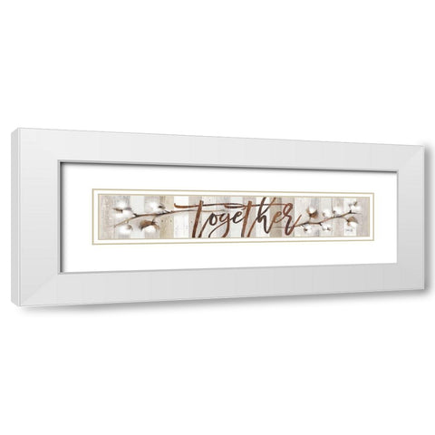 Cotton Stems - Together White Modern Wood Framed Art Print with Double Matting by Rae, Marla