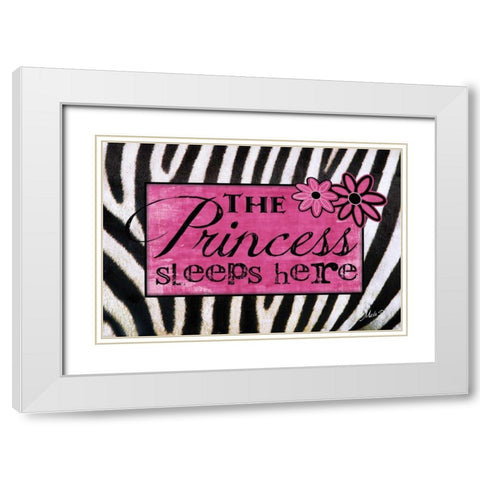 Princess Sleeps Here White Modern Wood Framed Art Print with Double Matting by Rae, Marla