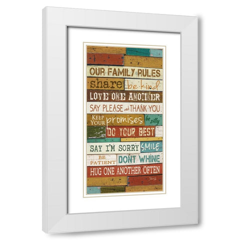 Our Family Rules White Modern Wood Framed Art Print with Double Matting by Rae, Marla