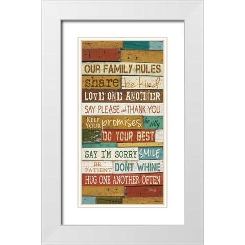 Our Family Rules White Modern Wood Framed Art Print with Double Matting by Rae, Marla