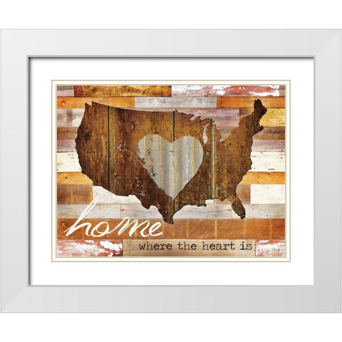 Home - Where the Heart Is White Modern Wood Framed Art Print with Double Matting by Rae, Marla