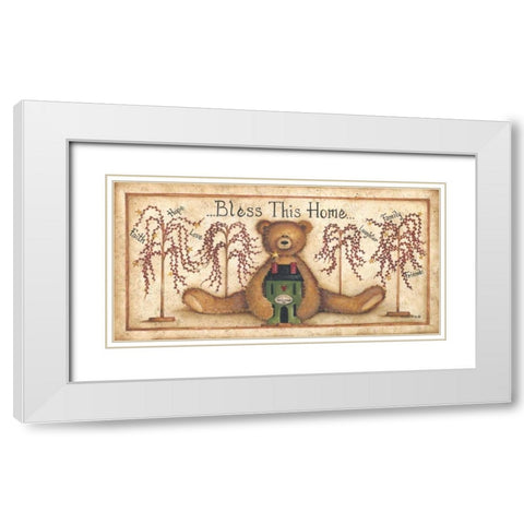Bless This Home White Modern Wood Framed Art Print with Double Matting by June, Mary Ann