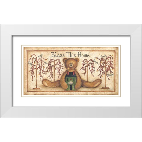 Bless This Home White Modern Wood Framed Art Print with Double Matting by June, Mary Ann