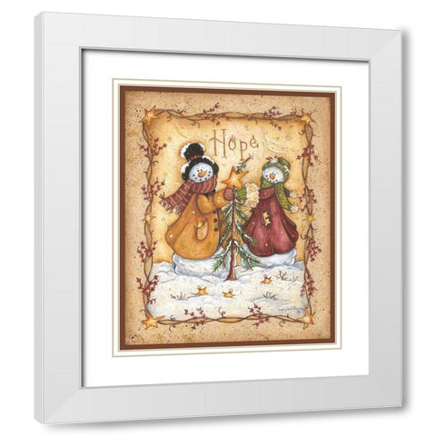 Snow Folk Hope White Modern Wood Framed Art Print with Double Matting by June, Mary Ann