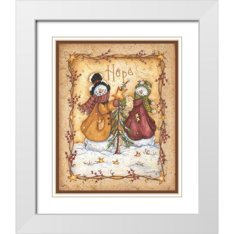 Snow Folk Hope White Modern Wood Framed Art Print with Double Matting by June, Mary Ann
