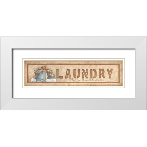 Laundry White Modern Wood Framed Art Print with Double Matting by June, Mary Ann