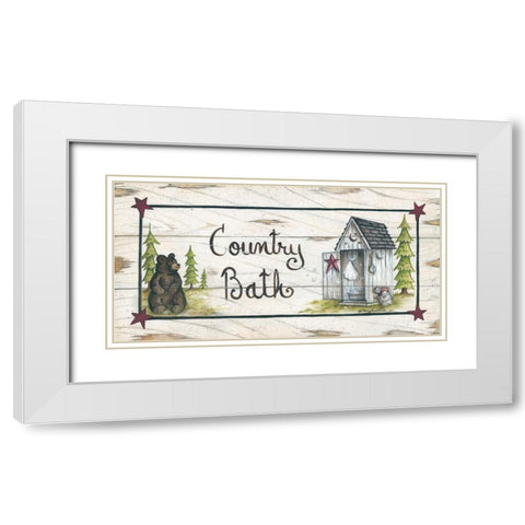 Country Bath White Modern Wood Framed Art Print with Double Matting by June, Mary Ann