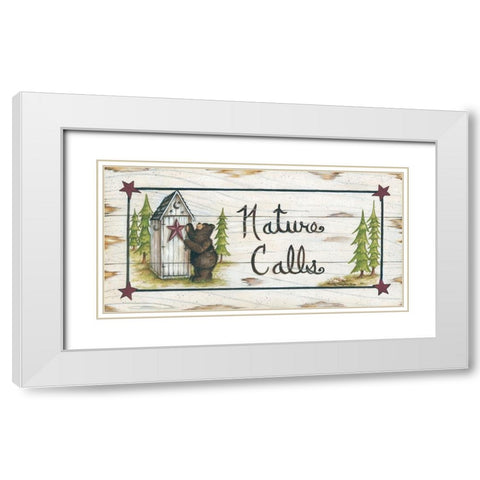 Nature Calls White Modern Wood Framed Art Print with Double Matting by June, Mary Ann