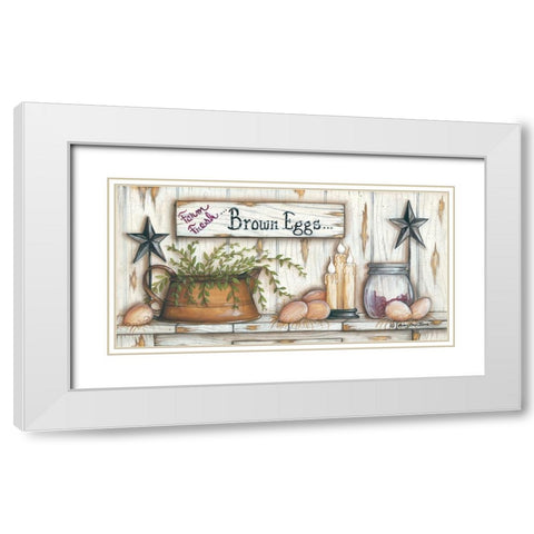 Brown Eggs White Modern Wood Framed Art Print with Double Matting by June, Mary Ann