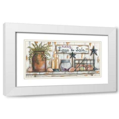 Eggs for Sale White Modern Wood Framed Art Print with Double Matting by June, Mary Ann