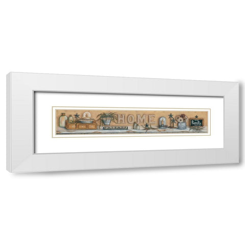 Where Family and Friends Gather White Modern Wood Framed Art Print with Double Matting by June, Mary Ann