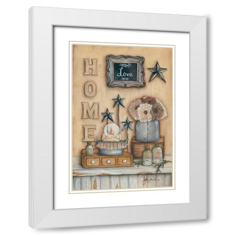 Home White Modern Wood Framed Art Print with Double Matting by June, Mary Ann