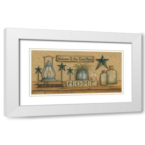 Welcome to Our Farm House White Modern Wood Framed Art Print with Double Matting by June, Mary Ann