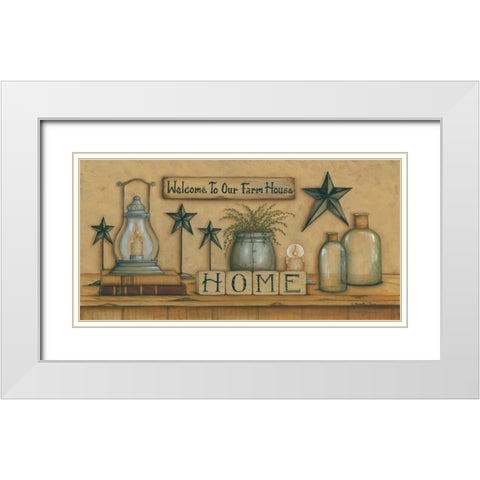 Welcome to Our Farm House White Modern Wood Framed Art Print with Double Matting by June, Mary Ann