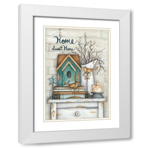 Home Sweet Home White Modern Wood Framed Art Print with Double Matting by June, Mary Ann