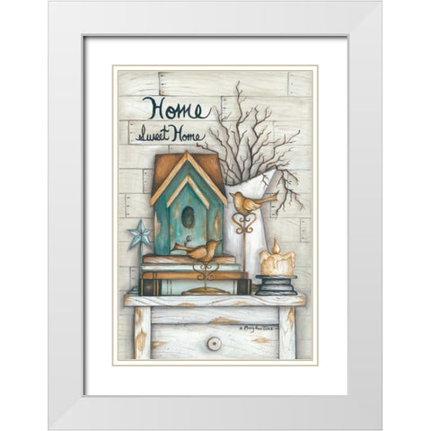 Home Sweet Home White Modern Wood Framed Art Print with Double Matting by June, Mary Ann