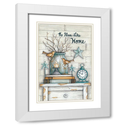 No Place Like Home White Modern Wood Framed Art Print with Double Matting by June, Mary Ann
