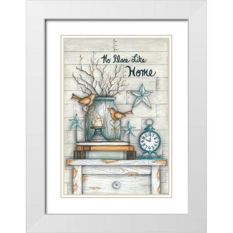 No Place Like Home White Modern Wood Framed Art Print with Double Matting by June, Mary Ann