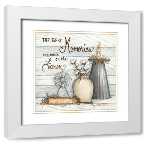 Memories are the Farm White Modern Wood Framed Art Print with Double Matting by June, Mary Ann