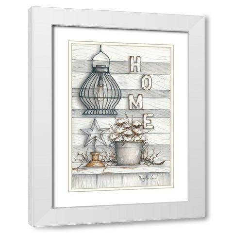 Home White Modern Wood Framed Art Print with Double Matting by June, Mary Ann