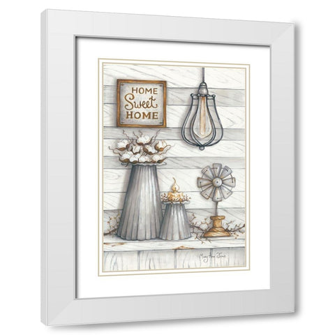 Home Sweet Home White Modern Wood Framed Art Print with Double Matting by June, Mary Ann