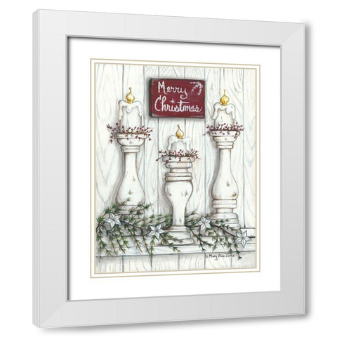 Merry Christmas White Modern Wood Framed Art Print with Double Matting by June, Mary Ann