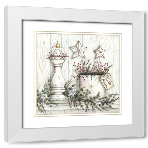 Tis the Season White Modern Wood Framed Art Print with Double Matting by June, Mary Ann