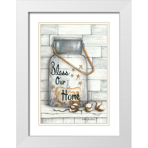 Glass Luminary Bless Our Home White Modern Wood Framed Art Print with Double Matting by June, Mary Ann