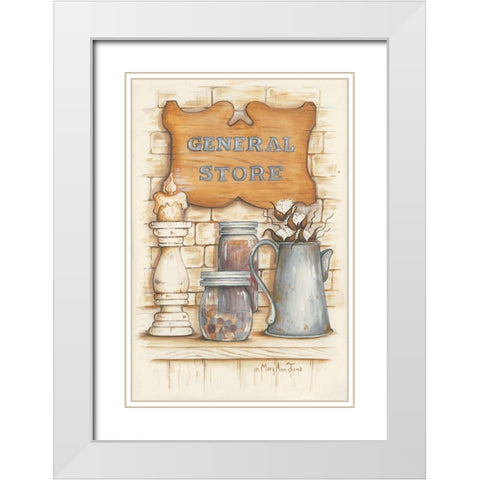 General Store White Modern Wood Framed Art Print with Double Matting by June, Mary Ann