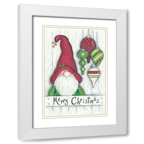Christmas Gnome White Modern Wood Framed Art Print with Double Matting by June, Mary Ann