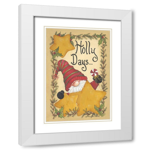 Holly Days White Modern Wood Framed Art Print with Double Matting by June, Mary Ann