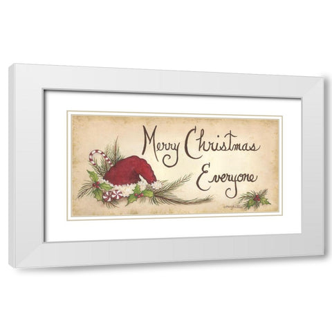 Merry Christmas Everyone White Modern Wood Framed Art Print with Double Matting by June, Mary Ann