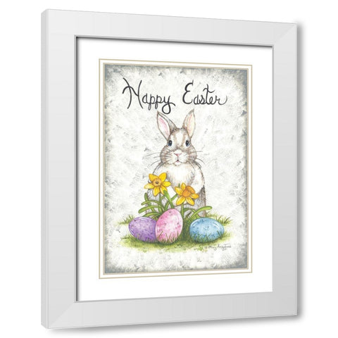 Easter Bunny White Modern Wood Framed Art Print with Double Matting by June, Mary Ann