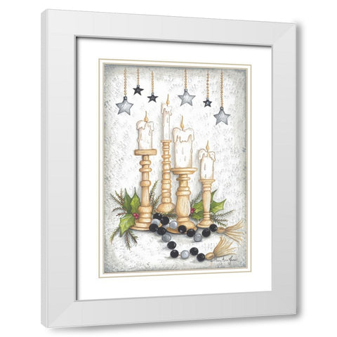 Candlelit Christmas White Modern Wood Framed Art Print with Double Matting by June, Mary Ann