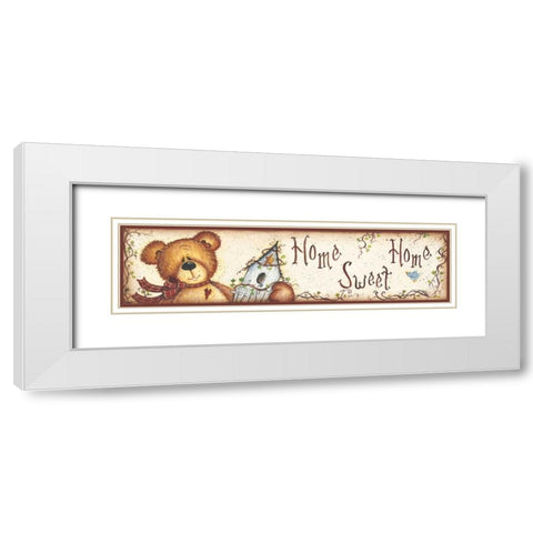 Teddys Birdhouse White Modern Wood Framed Art Print with Double Matting by June, Mary Ann
