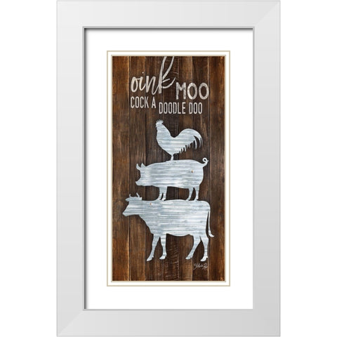 Metal Farm Animal Stack White Modern Wood Framed Art Print with Double Matting by Rae, Marla
