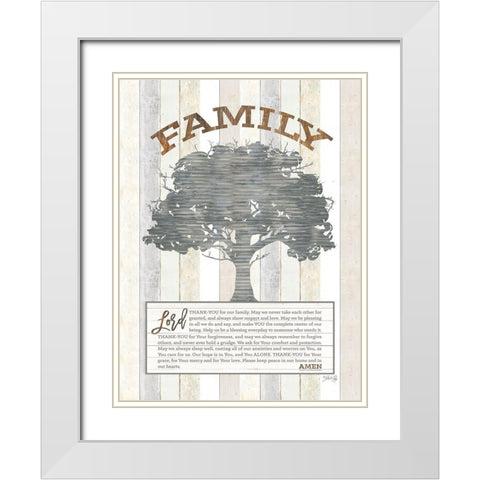 Family Prayer Tree White Modern Wood Framed Art Print with Double Matting by Rae, Marla