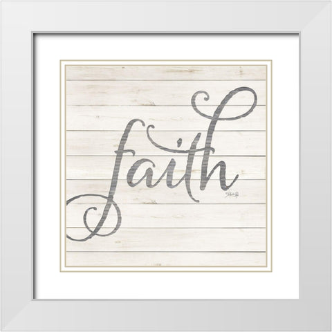 Simple Words - Faith White Modern Wood Framed Art Print with Double Matting by Rae, Marla