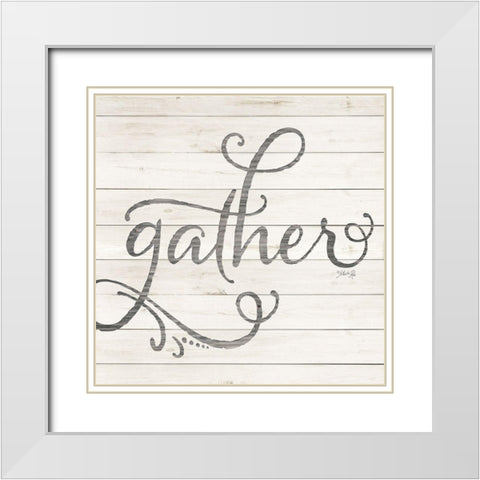 Simple Words - Gather White Modern Wood Framed Art Print with Double Matting by Rae, Marla