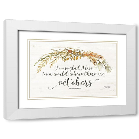 Octobers  White Modern Wood Framed Art Print with Double Matting by Rae, Marla